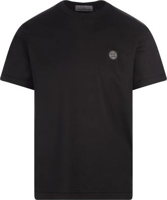 Stone Island Zwart Katoenen Herenmode - Heren - T-shirts - Zwart - M - Katoen - Tops