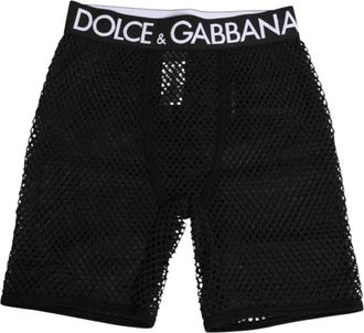 Dolce & Gabbana Zwarte Logo Mesh Shorts - Dames - Onderbroek - Zwart - S - Katoen - Ondergoed