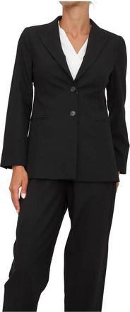 Marella Zwarte jas met polyester en viscose - Dames - Blazers - Zwart - XL - Polyester - Jassen