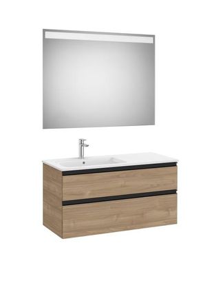 Roca Pack Mueble The Gap 1000x460 2 Cajones + Lavabo Izquierda + Espejo Eidos Nogal