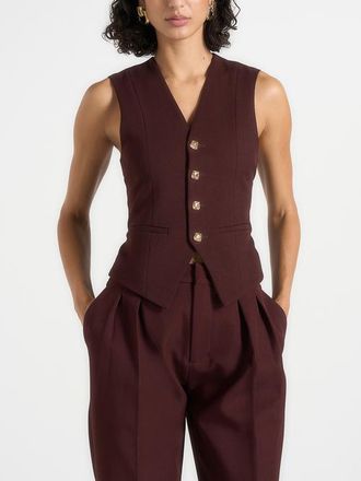 Mani&egrave;re De Voir Christine Structured Cinch Waistcoat in Wine Red at Nordstrom, Size 10