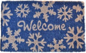 Imports Decor Winter Snowflake Welcome Coir Doormat, Coconut Fiber Door Mat with Seasonal Design for Indoor Outdoor Use