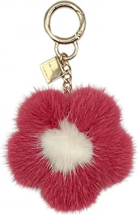 Linda Richards Womens Mink Flower Bag Charms In Red
