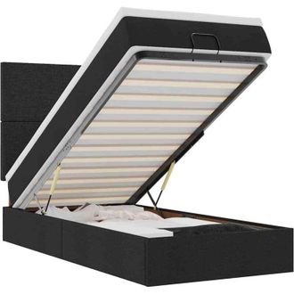 vidaXL Estructura De Cama Otomana Con Colch&oacute;n Tela Negra 80x200cm Vidaxl