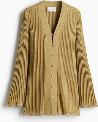 H&M Cardigan aus glitzerndem Rippstrick - Gold