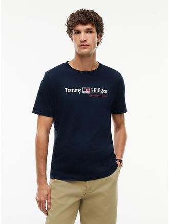 Tommy Hilfiger Mens Hilfiger Flag Logo T-Shirt - Navy Blue - XXL