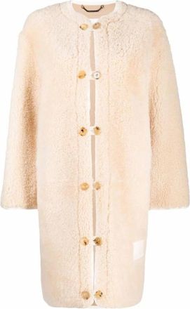 Chlo&eacute; Shearling Trim Coat - Dames - Mantel - Beige - XS - Jassen