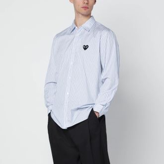 Comme Des Gar&ccedil;ons Light Blue Striped Cotton Shirt