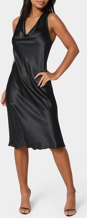 Bebe Draped Sleeveless Satin Slipdress in Black at Nordstrom Rack, Size X-Small