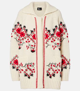Moncler Embroidered wool-blend cardigan