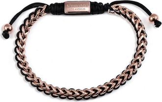 Crucible Jewelry Crucible Los Angeles Stainless Steel 6mm Franco Chain Bracelet with Woven Black Cord on Shocker Tie