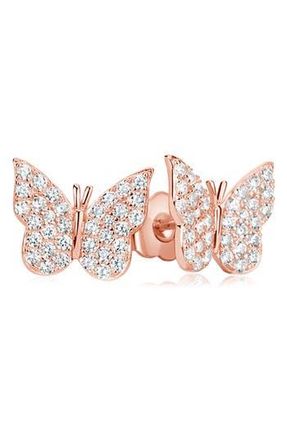 Suzy Levian Sterling Silver CZ Butterfly Stud Earrings in Rose at Nordstrom Rack