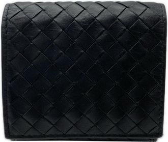 Bottega Veneta Intrecciato Black Leather Wallet (Bi-Fold) (Pre-Owned)