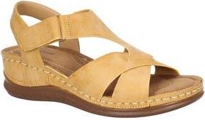 Easy Street Lani Faux Leather Wedge Sandal in Beige at Nordstrom Rack, Size 5.5