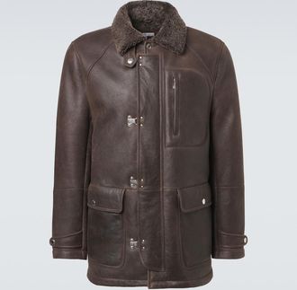 Brunello Cucinelli Giacca in pelle con shearling