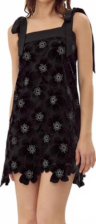 For Love & Lemons Jolene Crochet Velvet Mini Dress In Black