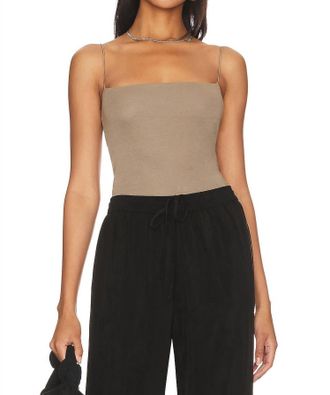 Enza Costa Essential Strappy Tank Top In Olive Oil