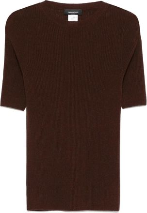 Fabiana Filippi Top a coste a maniche corte - Marrone