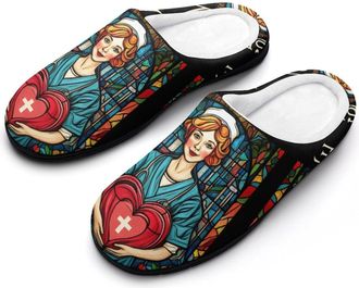 Generic Nurse Live Love Save Lives Slippers Men Winter Warm Cotton Anti-Slip Indoor Slip-Ons House Shoes