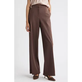 Nordstrom The Lennox Wide Leg Trousers in Brown Sweet at Nordstrom Rack, Size 10