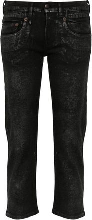 R13 cropped low-rise jeans - women - Cotton/Calf Leather/Polyurethane - 29 - Black
