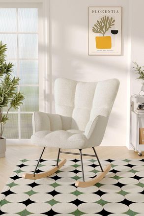 H&O Direct Cream Tufted Upholstered Rocking Chair