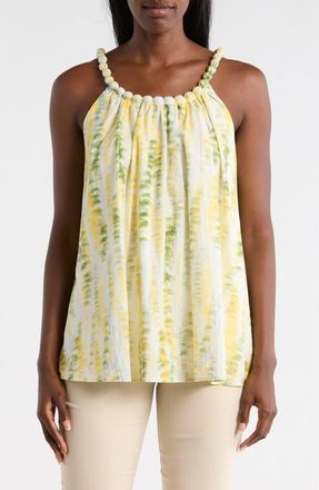 Patrizia Luca Beaded Neckline Cotton Tank in Yellow at Nordstrom Rack, Size X-Large