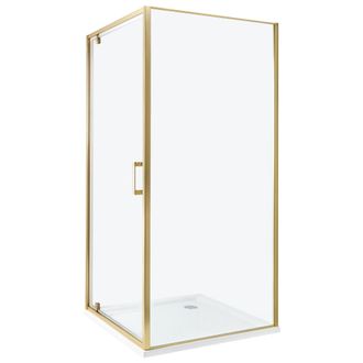 Beliani Beliani - Cabina De Ducha Cuadrada De Vidrio Templado Una Puerta Dorado 90 X 90 X 185 Cm Darli