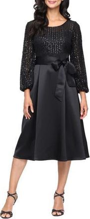 Alex Evenings Sequin Cocktail Midi Dress in Black at Nordstrom Rack, Size 10