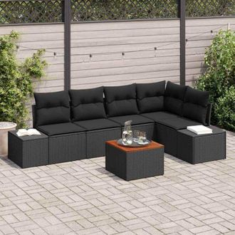 vidaXL Conjunto De Sof&aacute; De Jard&iacute;n 6 Pcs Negro Vidaxl
