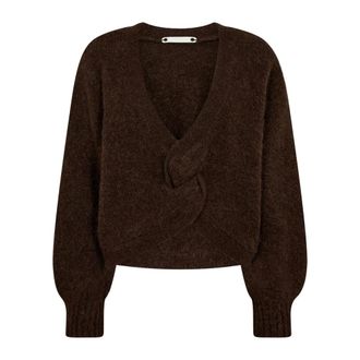 Co'Couture V-neck Knitwear, female, Brown, XL, Twist Back Knit Jumper