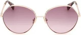 Max Mara Menton 57mm Round Sunglasses in Shiny Rose Gold /Gradient at Nordstrom Rack