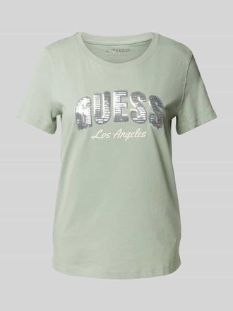 Guess T-Shirt mit Paillettenbesatz Modell SEQUINS in Schilf, Größe XS