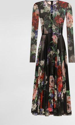 Dolce & Gabbana Floral-print Chiffon Calf-length Dress With Circle Skirt - Woman Dresses Print 38