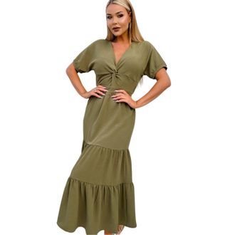 AX PARIS Dames/Dames Polyester Zomer Maxi Jurk (Kaki Groen)