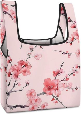 Generic Nature Cherry Flowers Shopping Bag Reusable Grocery Tote Bag Foldable Handbag for Travel Picnic