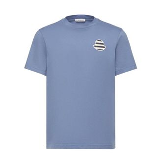 Moncler Stripe Logo T-Shirt - male - Moncler - T-Shirts - Blue - S - Tops