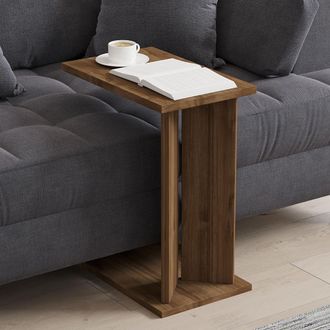 Dmora Mesa De Centro De Lat&oacute;n, Forma Rectangular, Tapa De Madera Noble, Color Marr&oacute;n, 25x50x49h Cm Marr&oacute;n Nogal