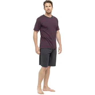 Tom Franks Mens Tom Franks Jersey Cotton Striped Short Sleeve Top And Shorts Blue XL