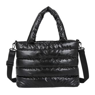 Generic Women Winter Handbags Mobile Space Glossy Female Down Bags Cotton-padded Jacket Shoulder Handbag Cheap Items 2025 Christmas(BLACK)