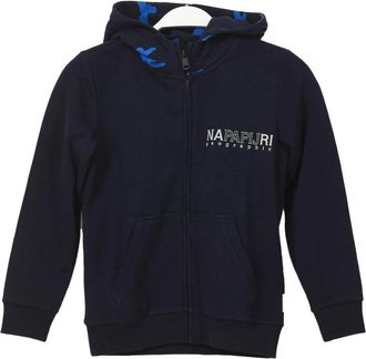 Napapijri Kids Sweatshirts, male, Blue, 8 Y, Hooded Sweatshirt with Zipper and Kangaroo Pocket