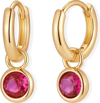 Brook & York Matilda Birthstone Huggie Hoop Earrings in Gold/july at Nordstrom