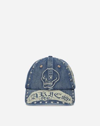 Aries Studded Mega Graphic Denim Cap Blue