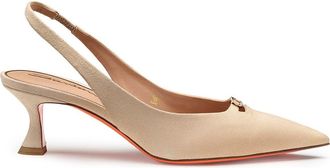 Santoni Womens Suede Leather Mid-Heel Slingback in Natural at Nordstrom, Size 7.5