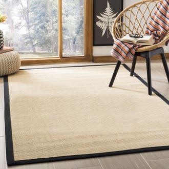 Safavieh Natural Fiber Machine Made Area rug, Maize / Black Solid / Tonal Style Easy Care