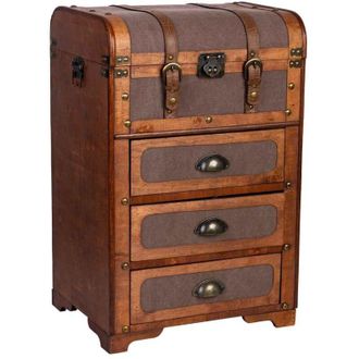 Wanderlust Deco Ba&uacute;l De Madera Rosa 46x35x71