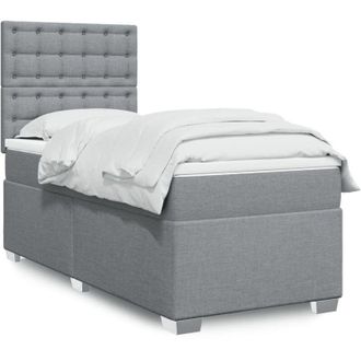 vidaXL Vidaxl - Cama Box Spring Con Colch&oacute;n Tela Gris Claro 90x200 Cm