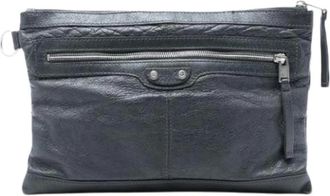 Balenciaga Pre-owned Clutches, female, Gray, Size: ONE SIZE Pre-owned Leather Clutch