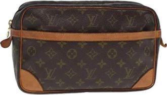Louis Vuitton Pre-owned Canvas clutches - Dames - Vintage Tassen - Bruin - ONE Size - Leer - Vintage