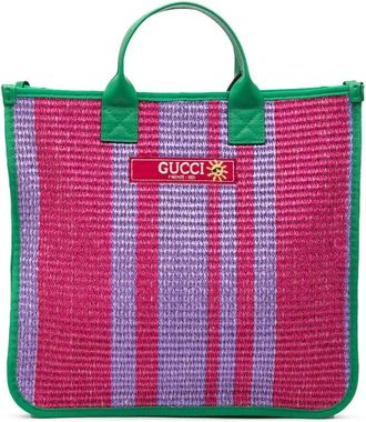 Gucci Pre-owned Tote Bags, female, Multicolor, Size: ONE SIZE Pre-owned Striped Woven Tote Bag